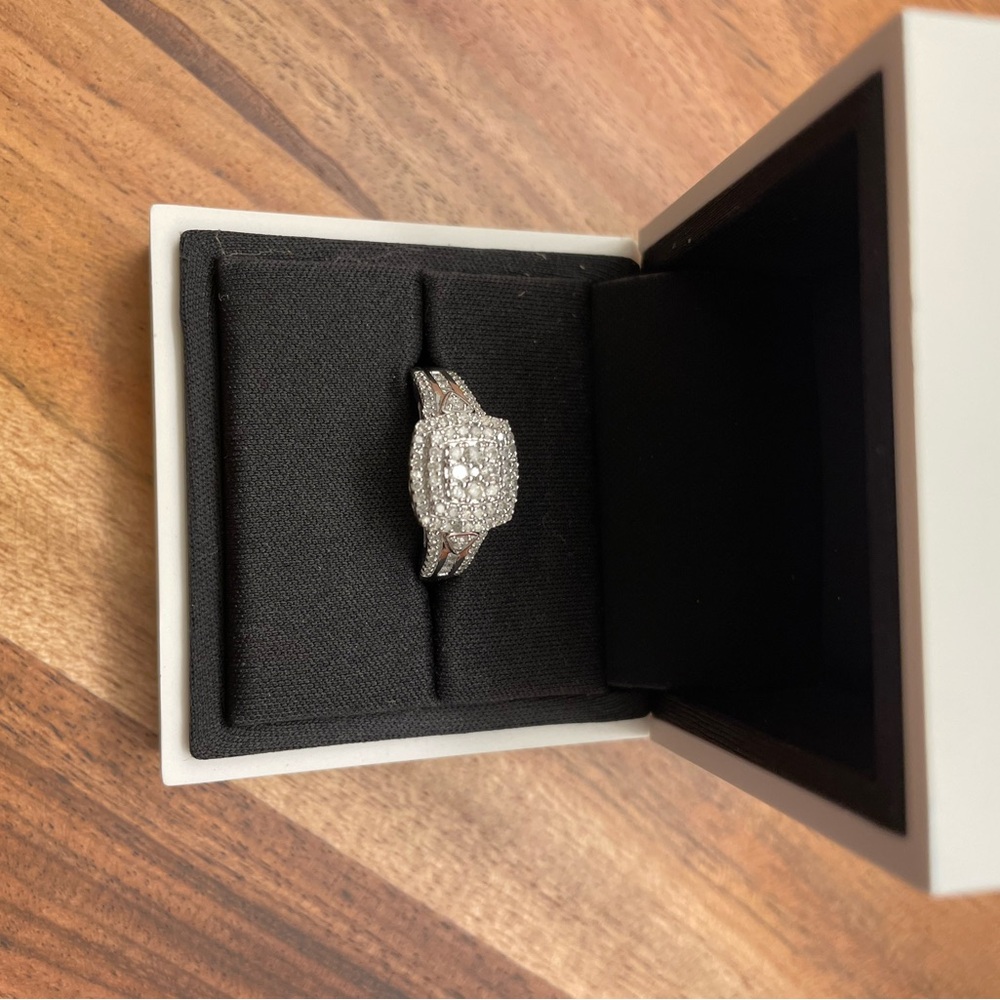 💍 natural diamond engagement ring in sterling silver 💍